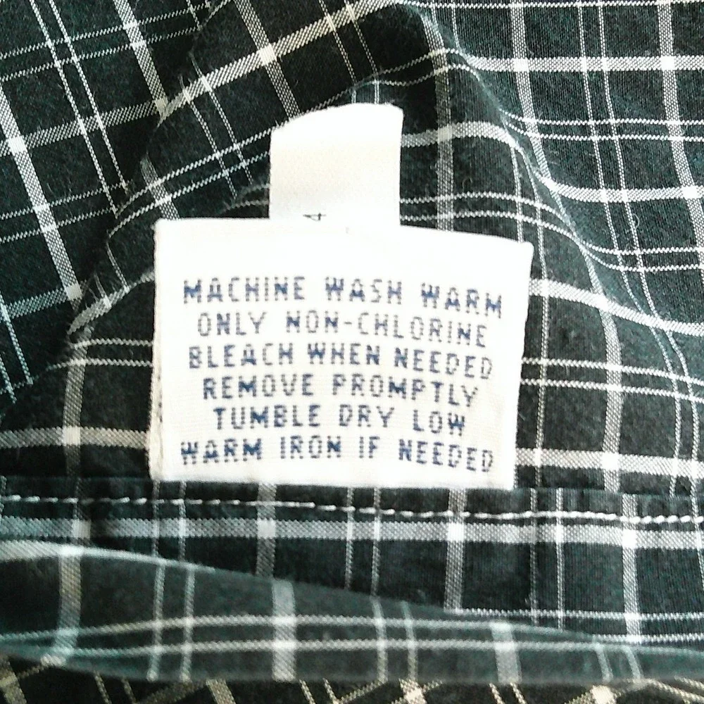 Ralph Lauren Button Down Shirt Mens Medium Black White Plaid Long Sleeve Cotton